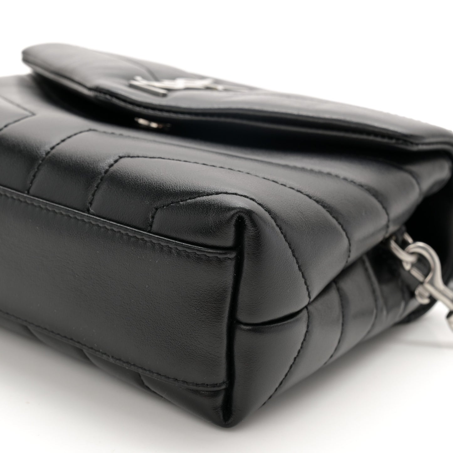 Calfskin Y Quilted Monogram Toy Loulou Crossbody Bag Black