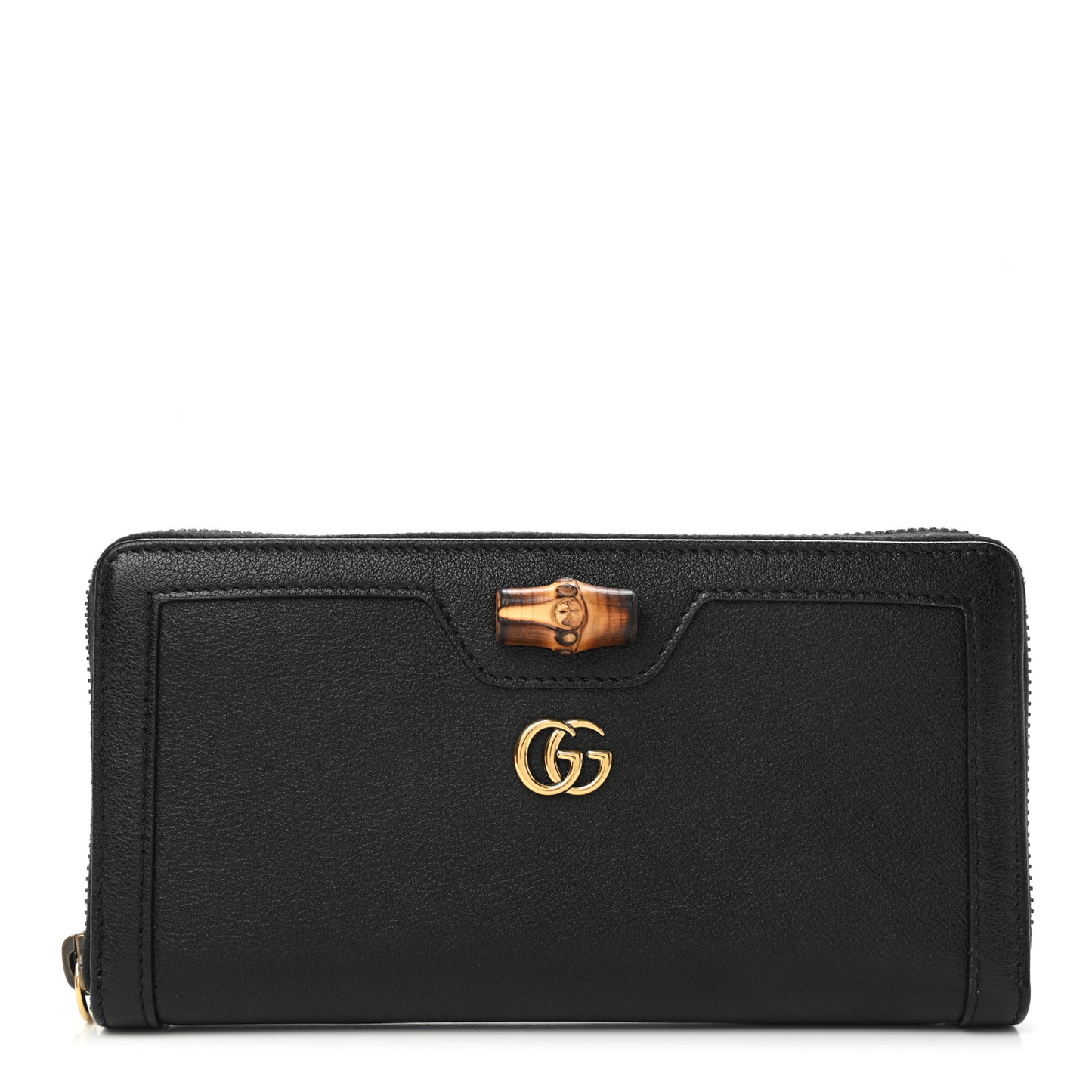Wonka Grain Calfskin Diana Continental Wallet Black