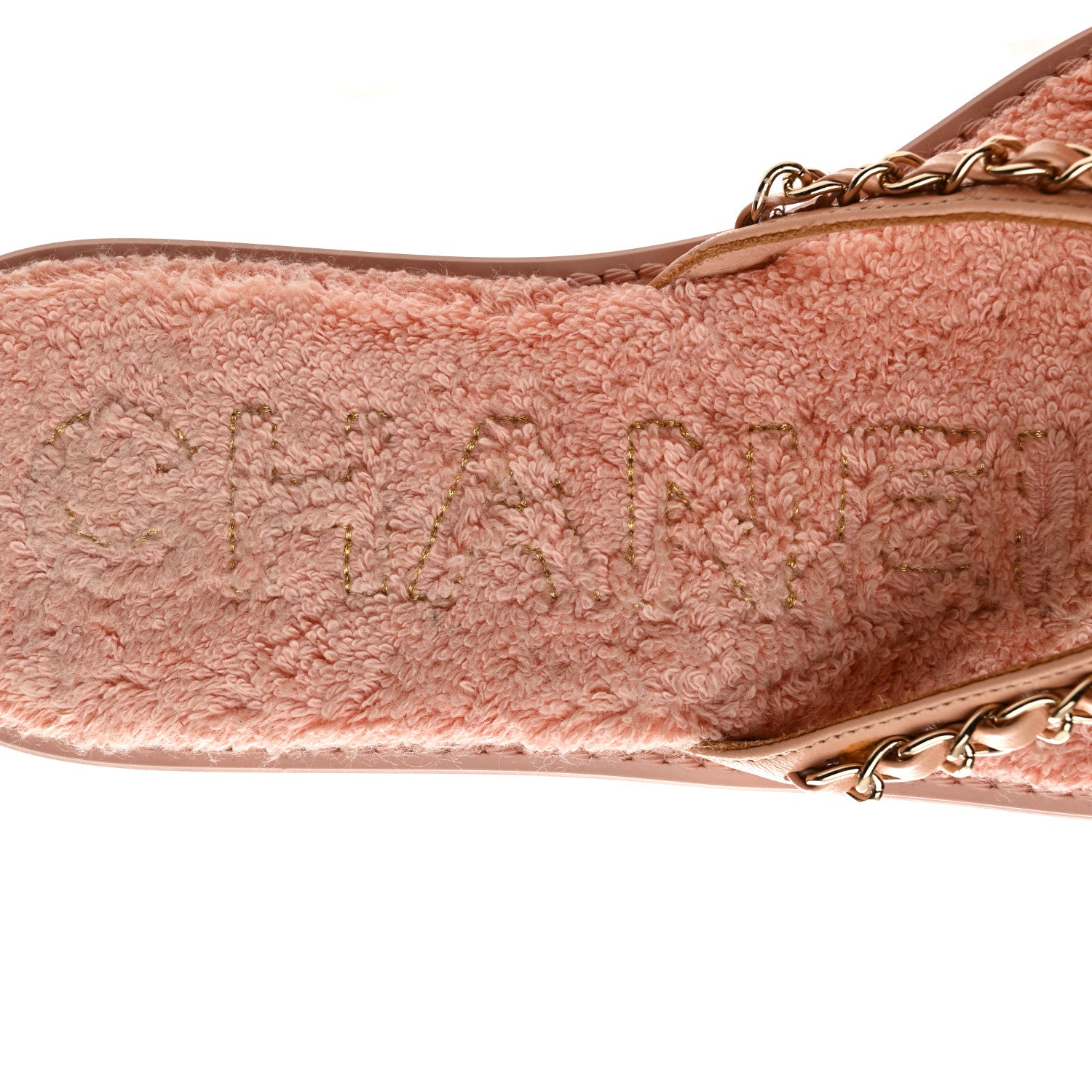 Chanel Lambskin Terry Cloth CC Chain Thong Sandals 37 Pink 8 of 9