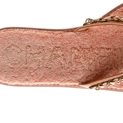 Chanel Lambskin Terry Cloth CC Chain Thong Sandals 37 Pink 8 of 9