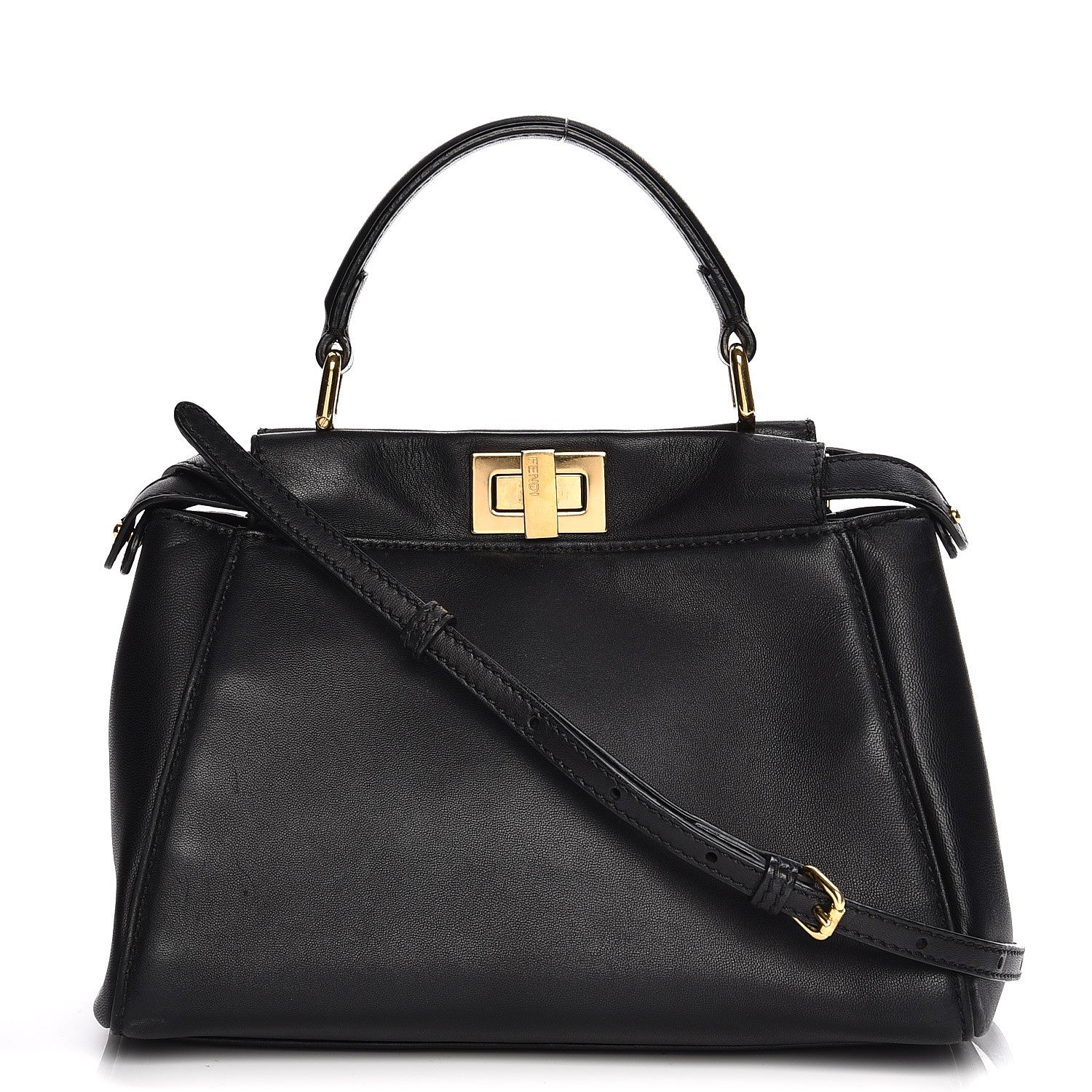 Fendi Nappa Mini Peekaboo Iconic Satchel Black 3 of 8