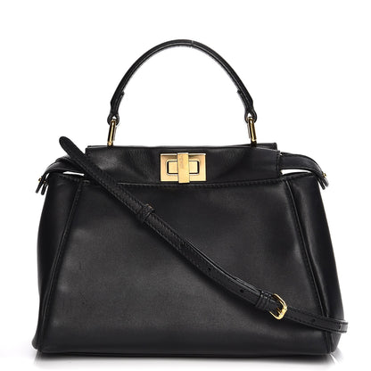 Fendi Nappa Mini Peekaboo Iconic Satchel Black 3 of 8