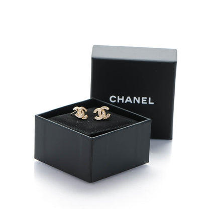 Chanel Crystal Timeless CC Earrings Gold Light Purple 5 of 5