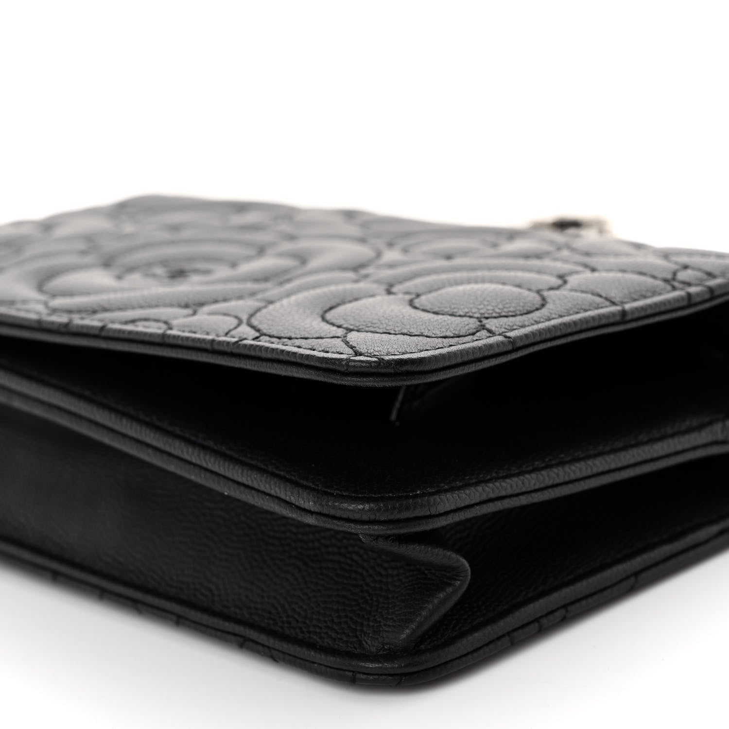 Chanel Caviar Camellia Quilted Wallet On Chain WOC Black 10 of 10
