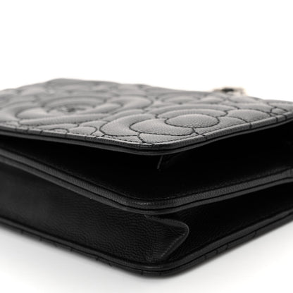 Chanel Caviar Camellia Quilted Wallet On Chain WOC Black 10 of 10