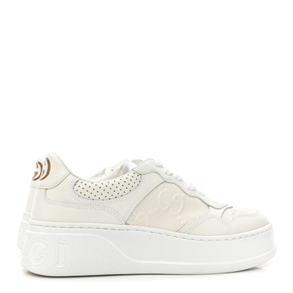 Gucci Calfskin GG Tennis Embossed Perforated Womens Platform 55mm Sneakers 38 Great White 5 of 10