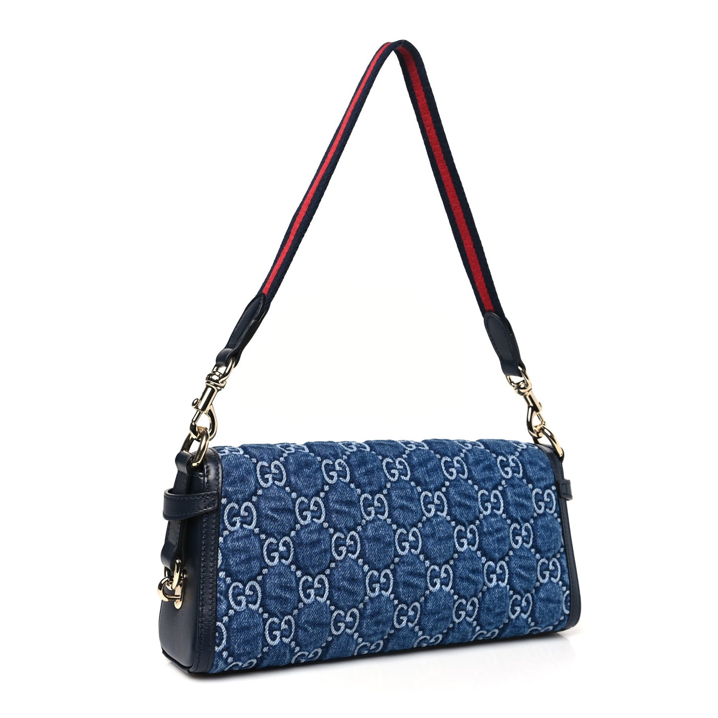 GG Monogram Denim Small Luce Shoulder Bag Blue
