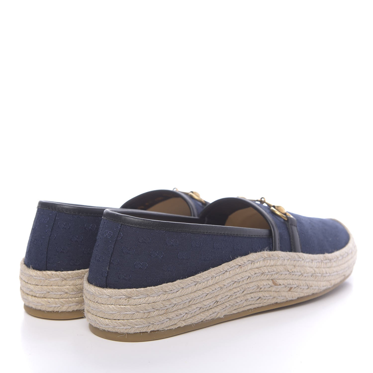 Gucci Jacquard Mini GG Monogram Mens Horsebit Espadrilles 8.5 London Blue Black 4 of 13