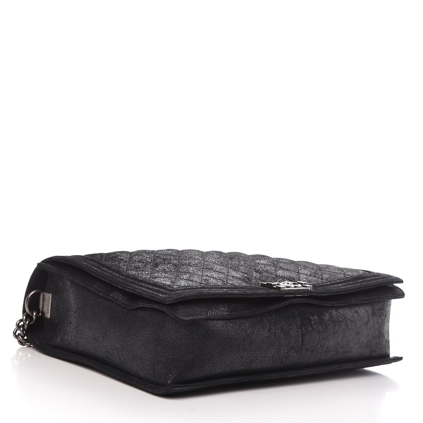 Iridescent Calfskin Quilted XL Gentle Boy Flap Black