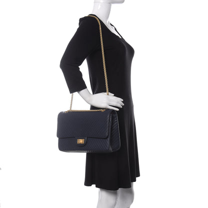 Chanel Sheepskin Chevron Quilted 2.55 Reissue 226 Flap Navy Blue 2 of 12