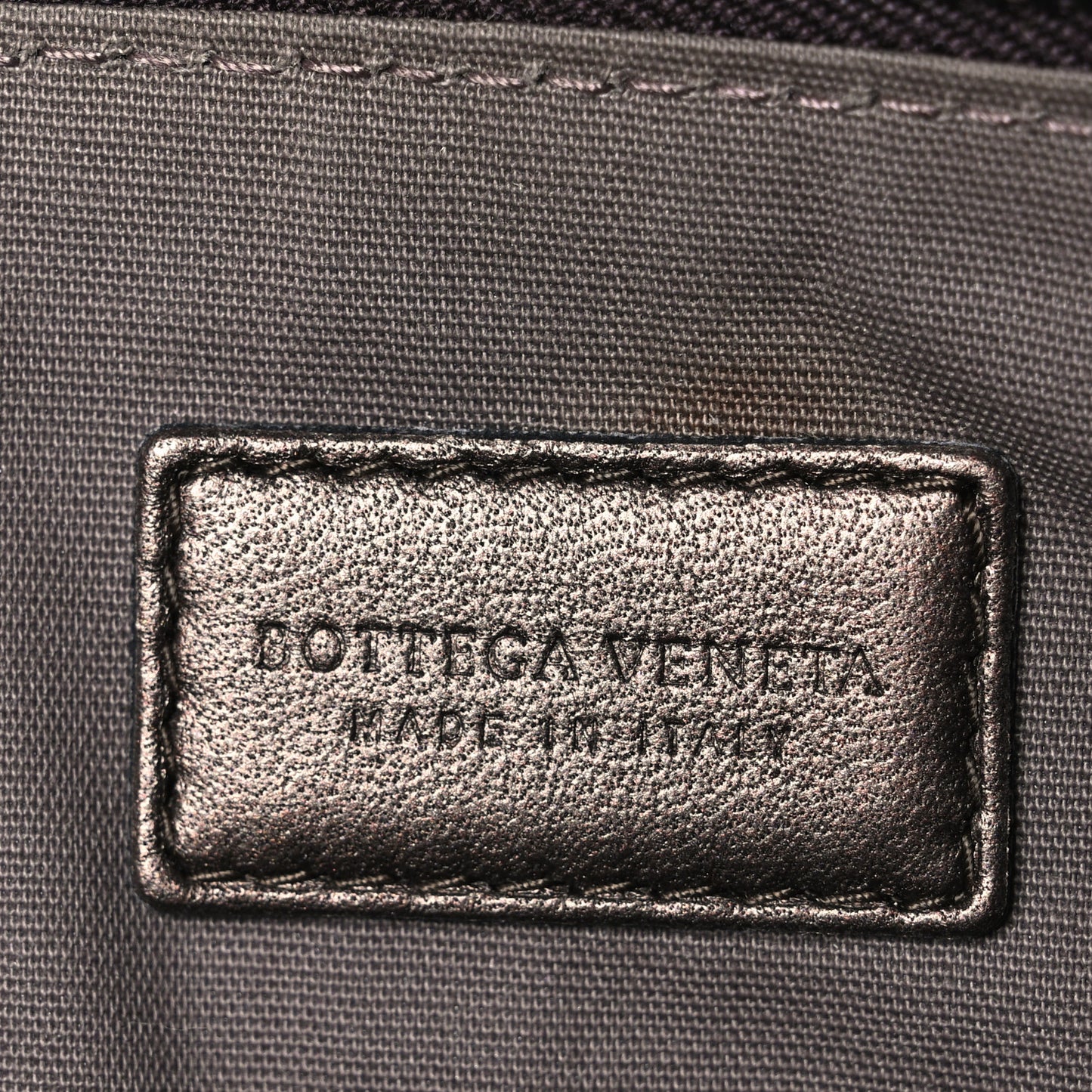 Metallic Nappa Intrecciato Zip Pouch Bronze
