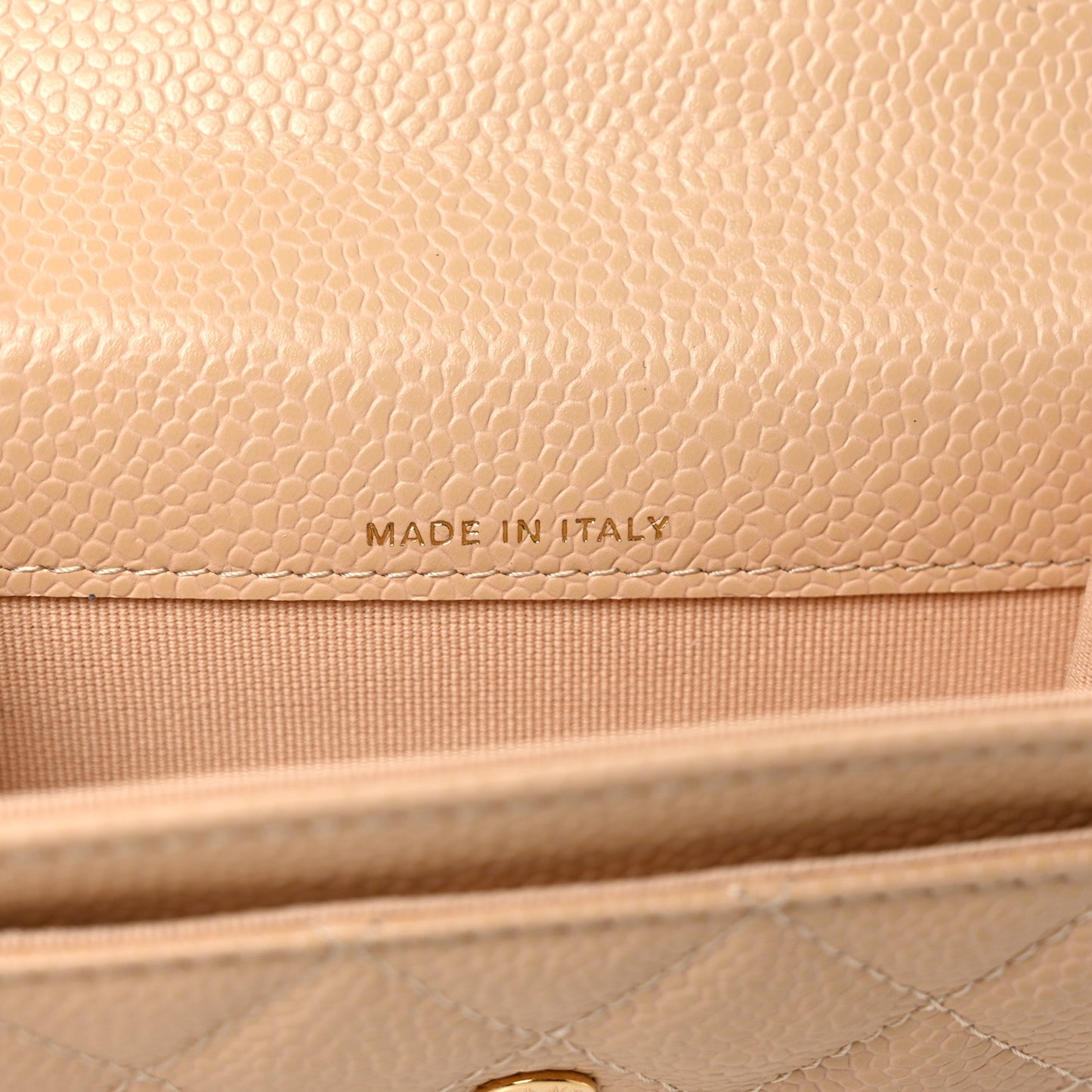 Caviar Quilted Flap Card Holder Wallet Beige