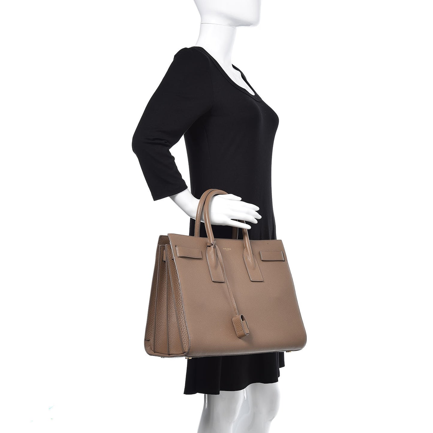 Grained Calfskin Large Sac De Jour Taupe