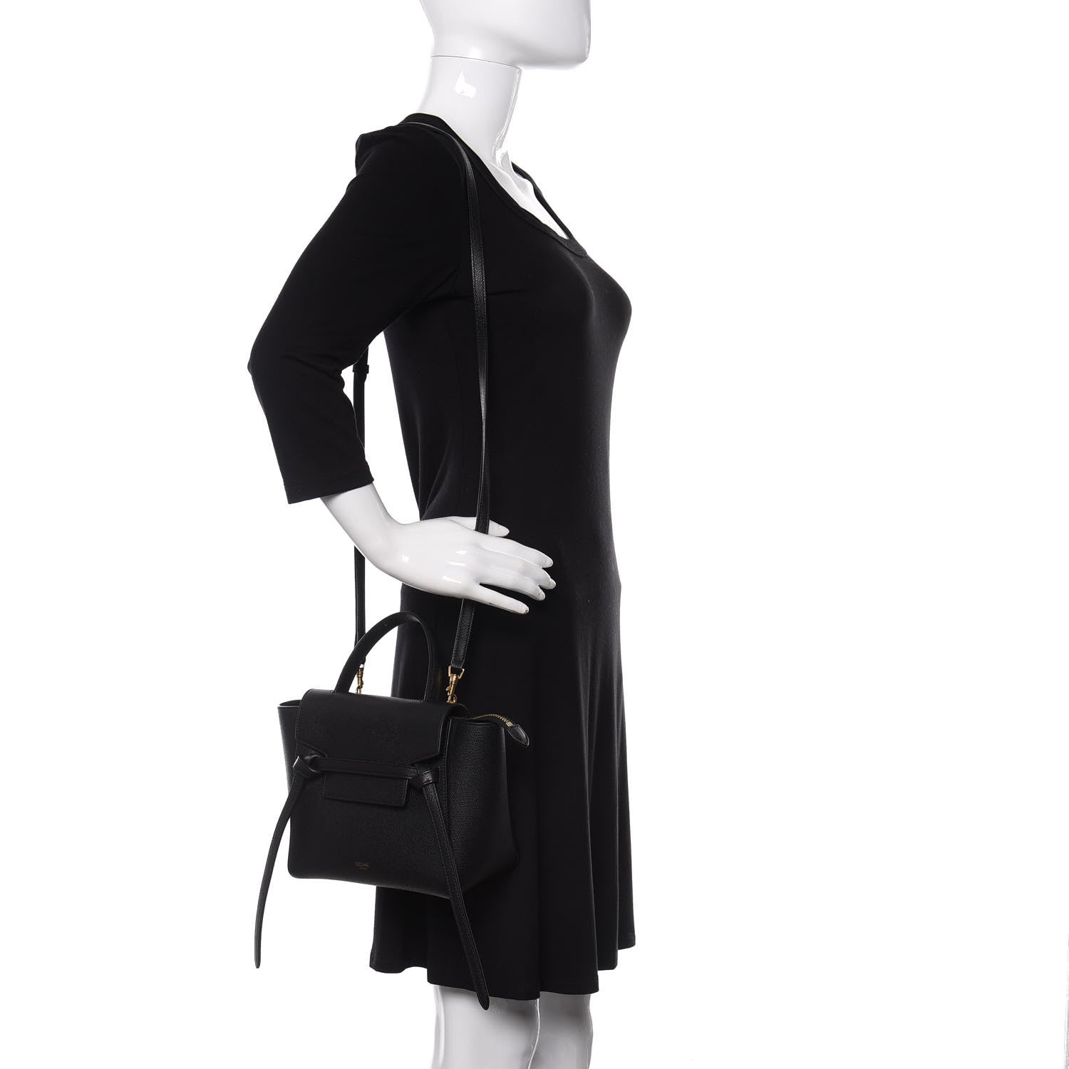 Celine Grained Calfskin Nano Belt Bag Black 2 of 11