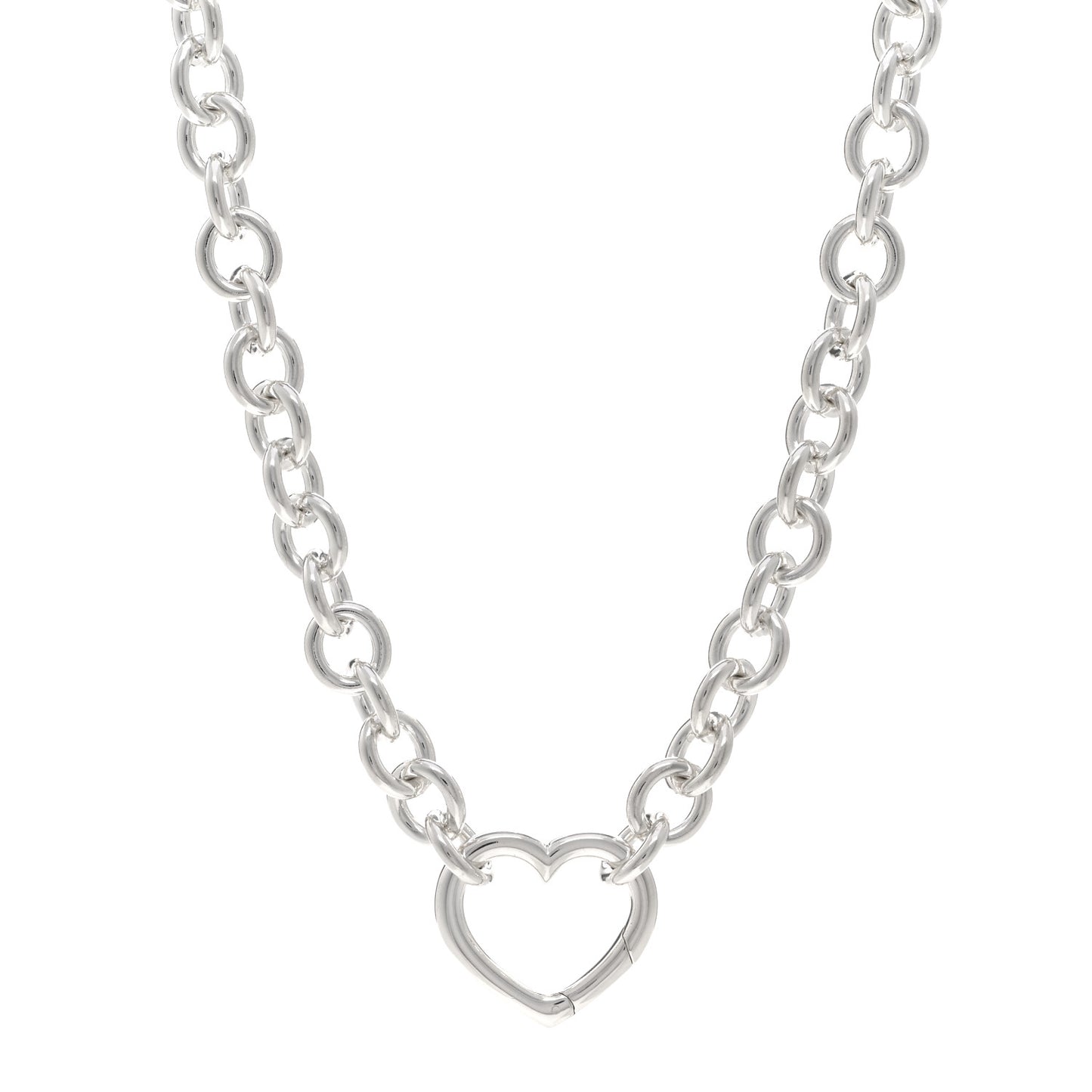 Sterling Silver Heart Clasp Choker Necklace