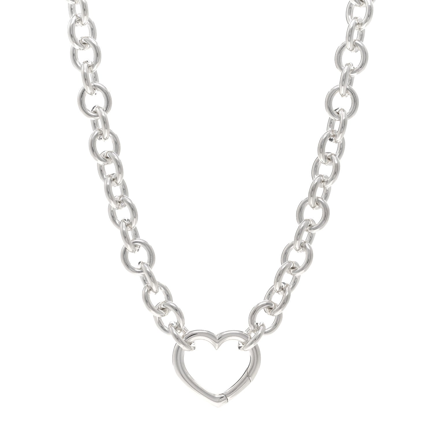 Tiffany Sterling Silver Heart Clasp Choker Necklace 1 of 4