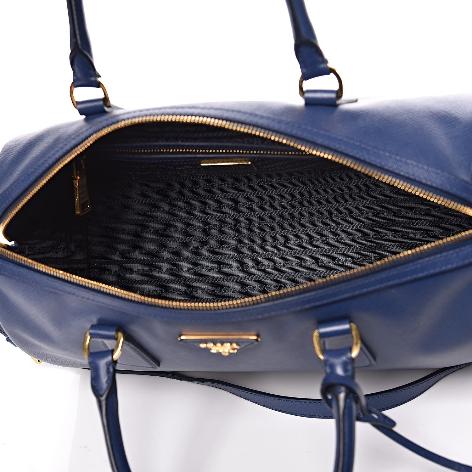 Prada Saffiano Lux Bauletto Bleuette 5 of 10