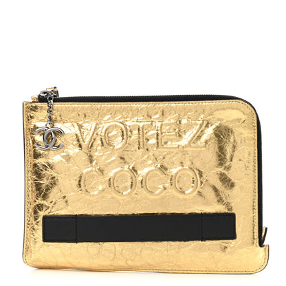 Chanel Metallic Lambskin Small Feminine Pouch Clutch Gold 1 of 7