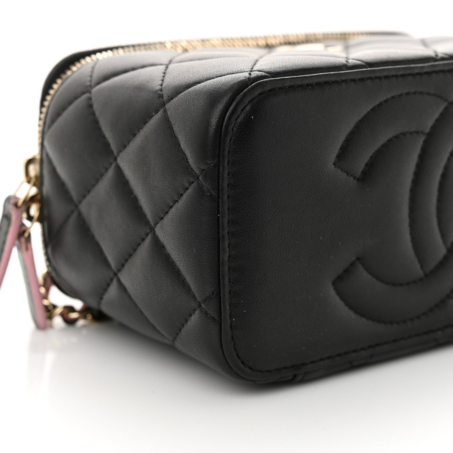 Chanel Lambskin Quilted Small Top Handle Vanity Case With Chain Black Lilac 8 of 15