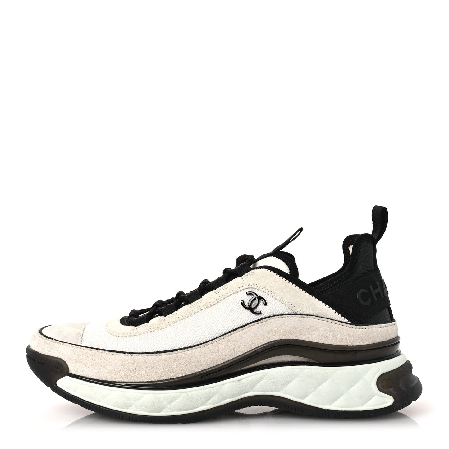 Fabric Suede Calfskin CC Sneakers 41 White Light Grey