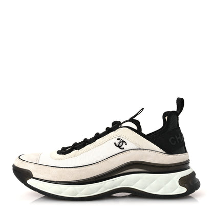 Chanel Fabric Suede Calfskin CC Sneakers 41 White Light Grey 1 of 11
