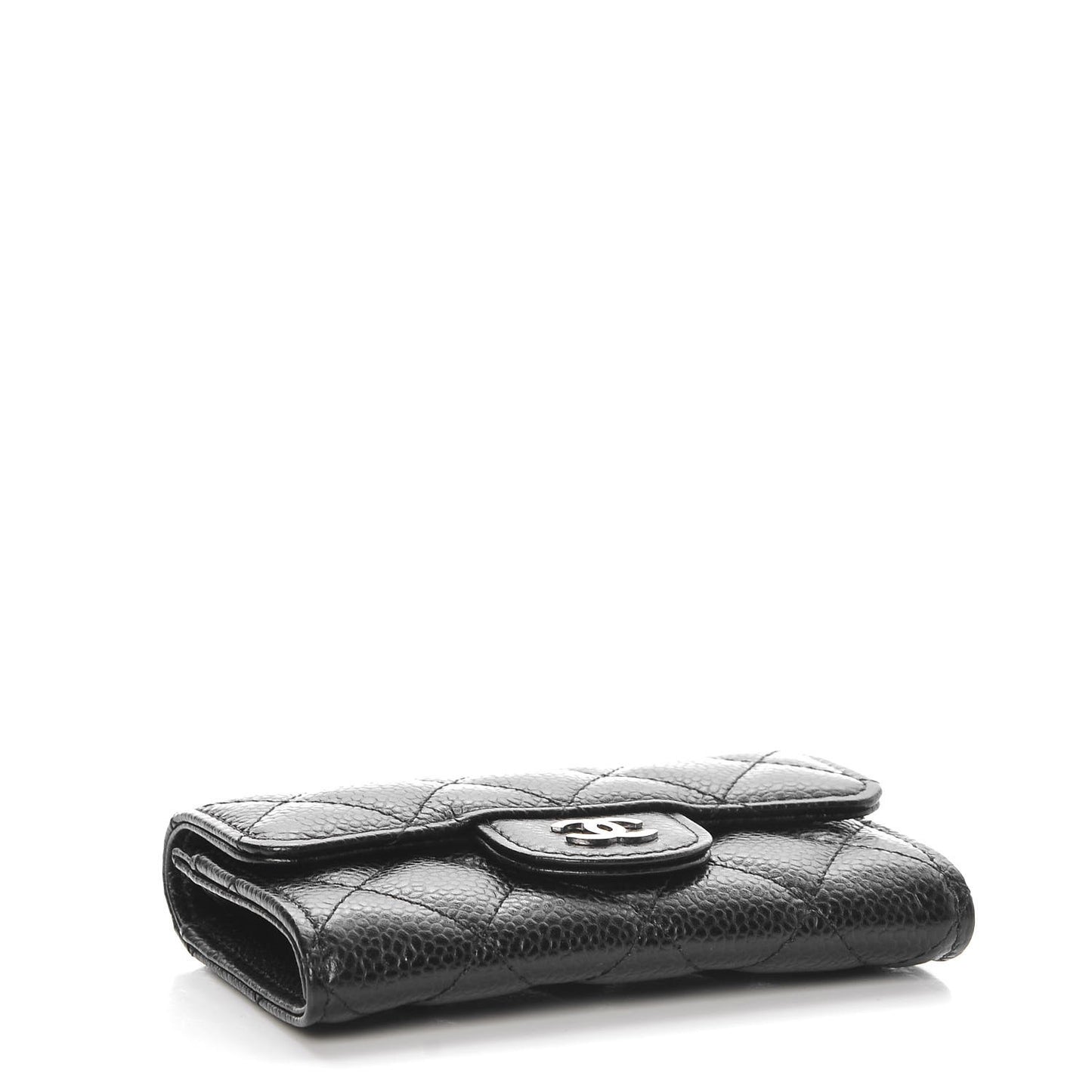 Caviar Quilted Flap Card Holder Black