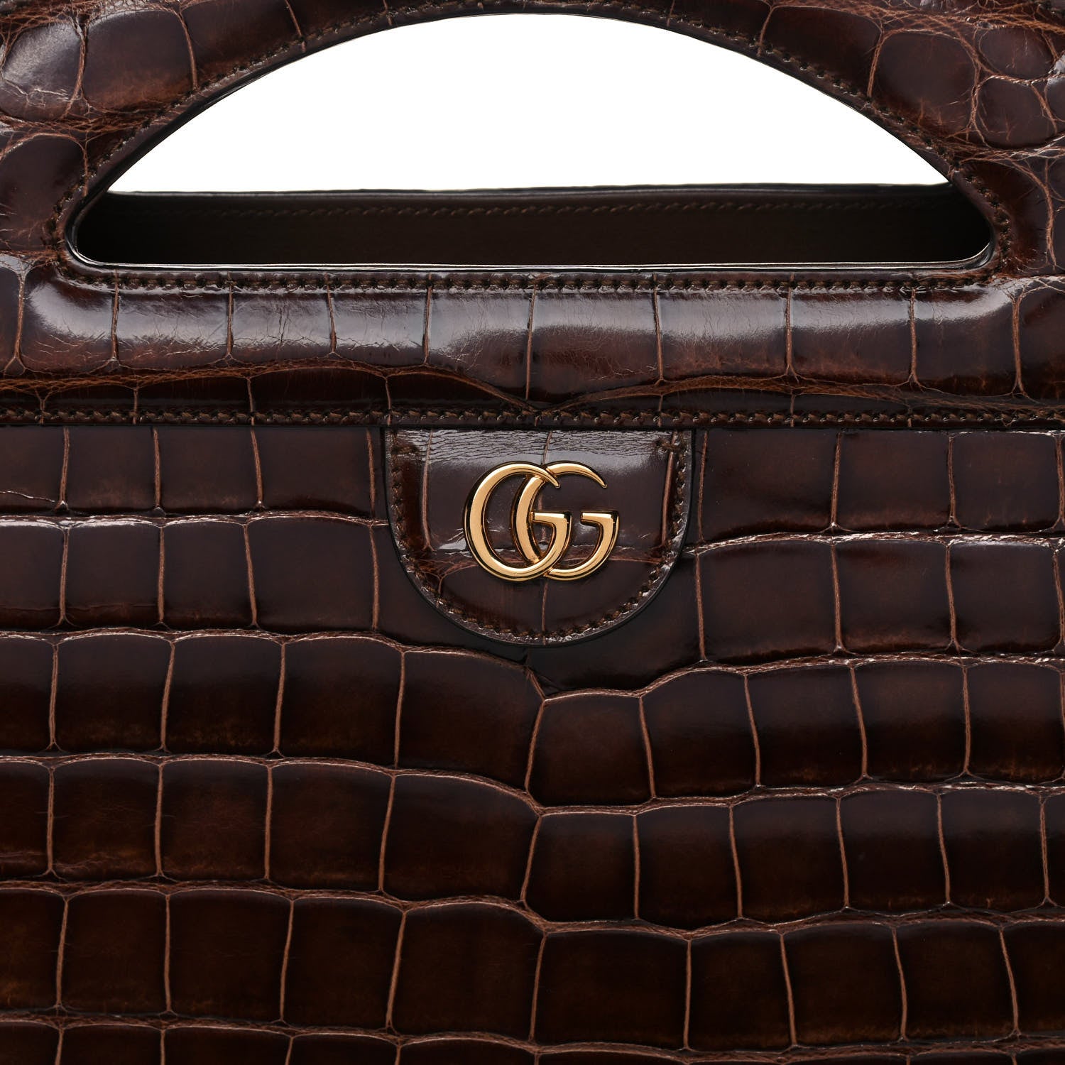 Gucci Alligator Medium Ophidia Top Handle Chain Brown 9 of 11