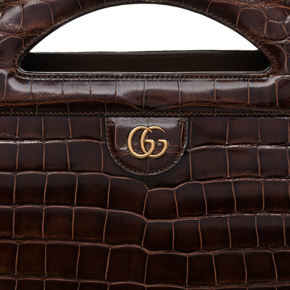 Gucci Alligator Medium Ophidia Top Handle Chain Brown 9 of 11