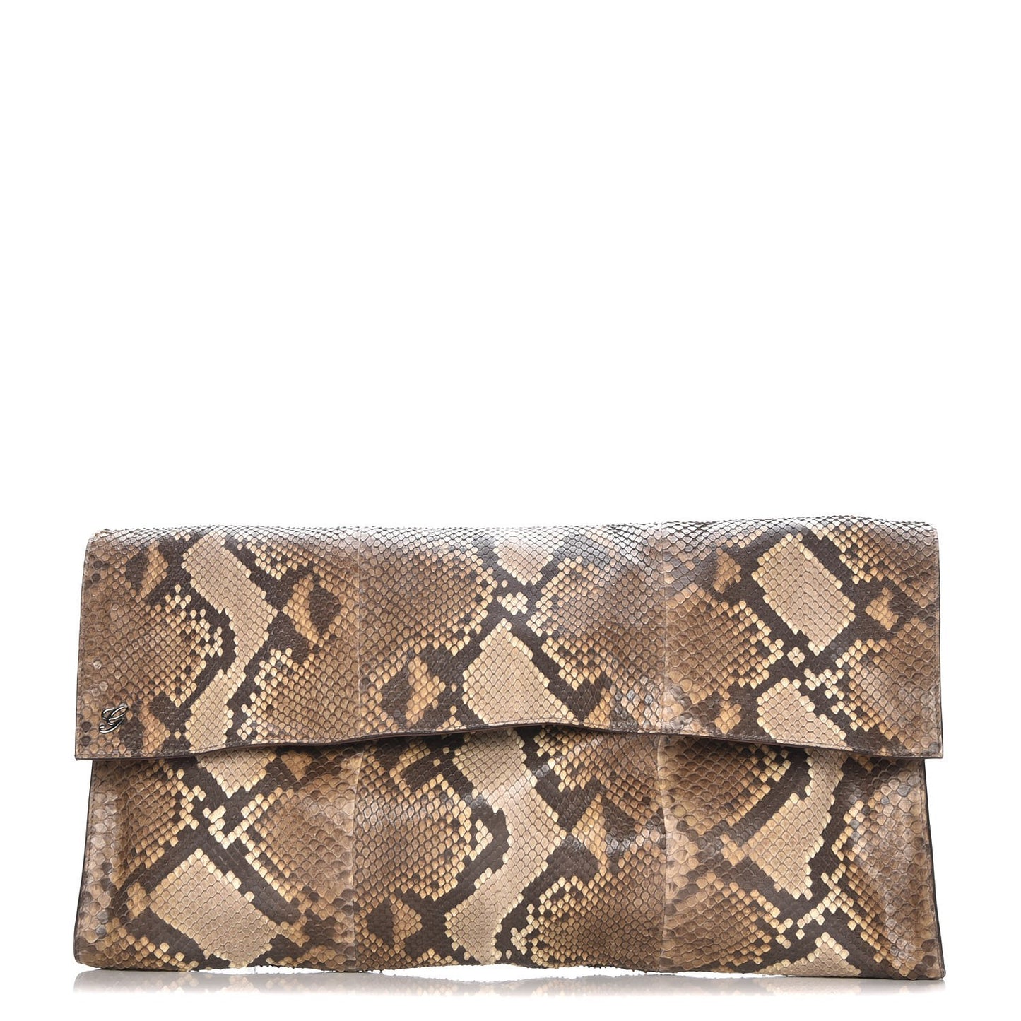 Python Large Flap Clutch Brown