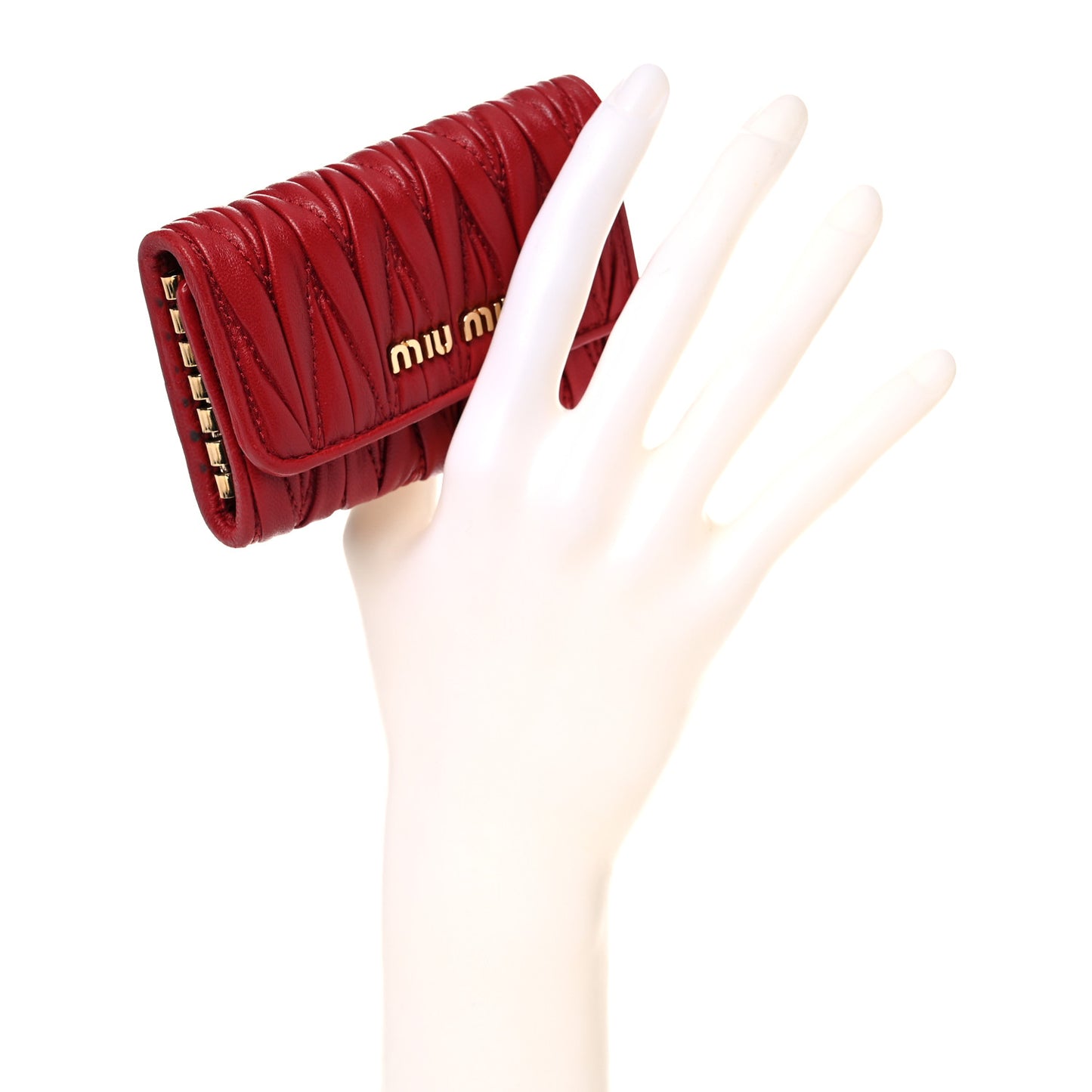 Nappa Matelasse Flap Card Holder Key Ring Fuoco