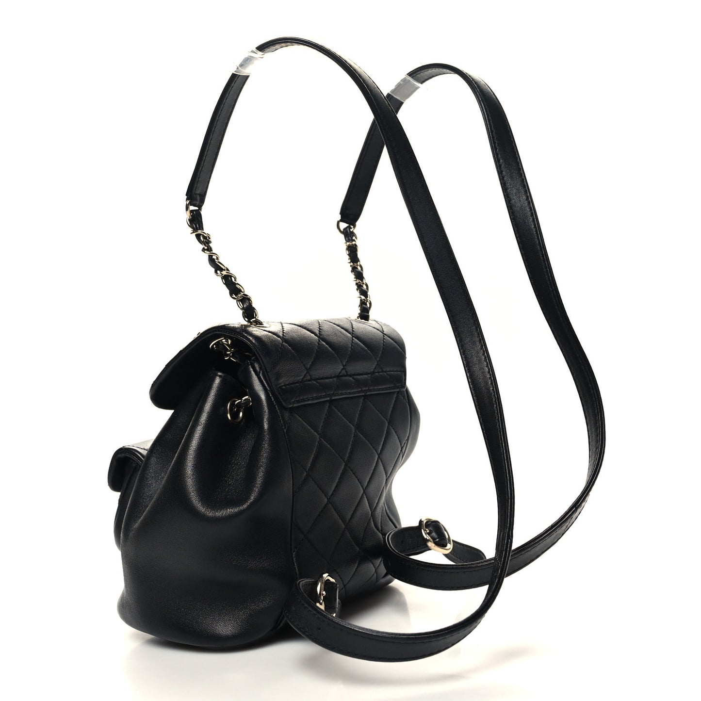 Lambskin Quilted Small Duma Drawstring Backpack Black
