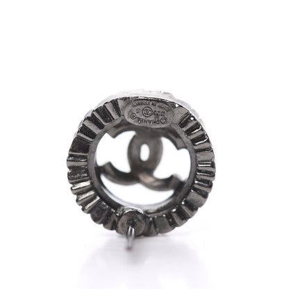 Chanel Ruthenium Crystal CC Round Earrings Silver 4 of 5
