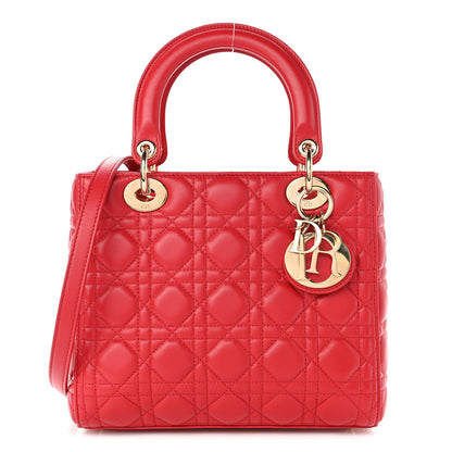 Christian Dior Lambskin Cannage Medium Lady Dior Red 1 of 10