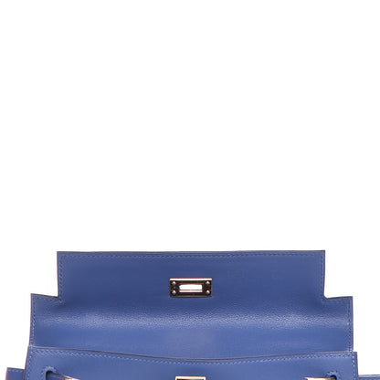 Hermes Swift Kelly Pochette Clutch Bleu Brighton 14 of 27