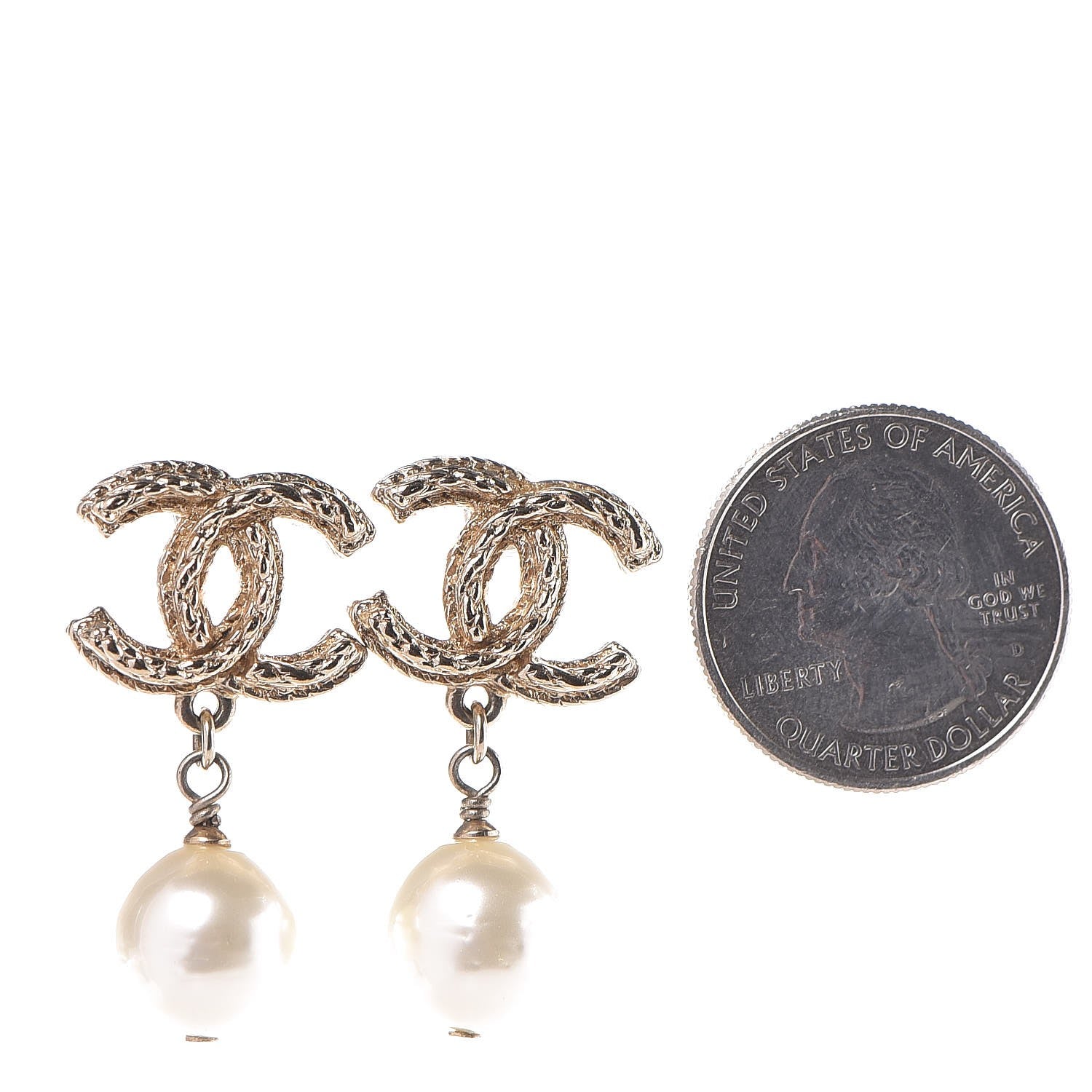 Chanel Pearl CC Drop Earrings Gold 2 of 5