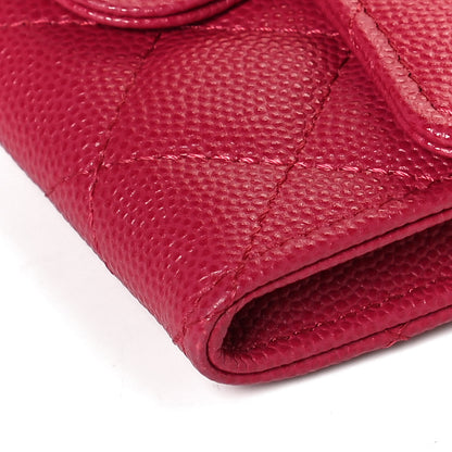 Chanel Caviar Quilted Flap Card Holder Wallet Dark Pink 11 of 12