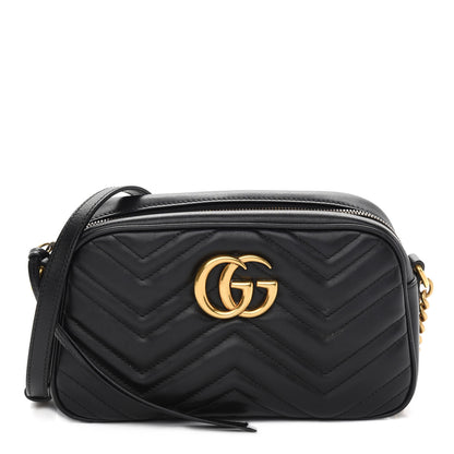 Gucci Calfskin Matelasse Small GG Marmont Chain Shoulder Bag Black 1 of 11