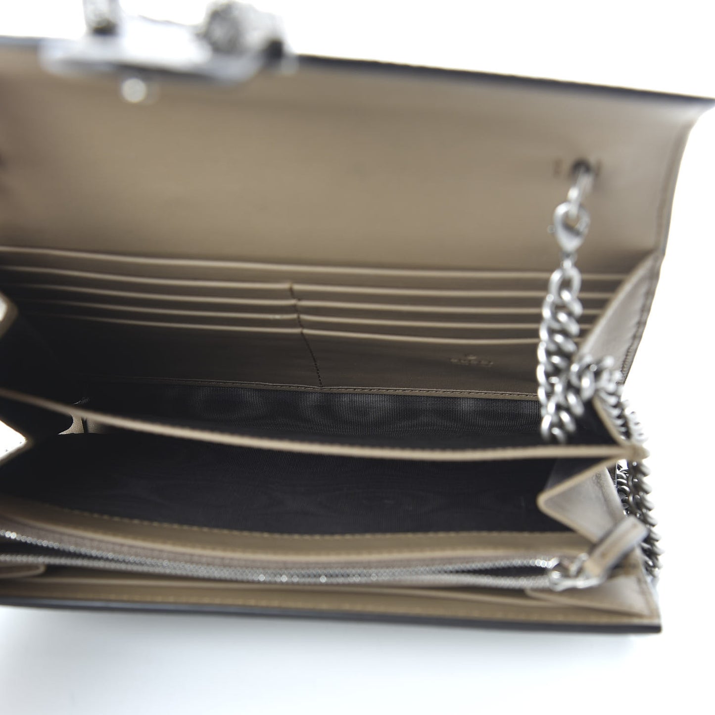GG Supreme Monogram Mini Dionysus Chain Wallet Beige Taupe