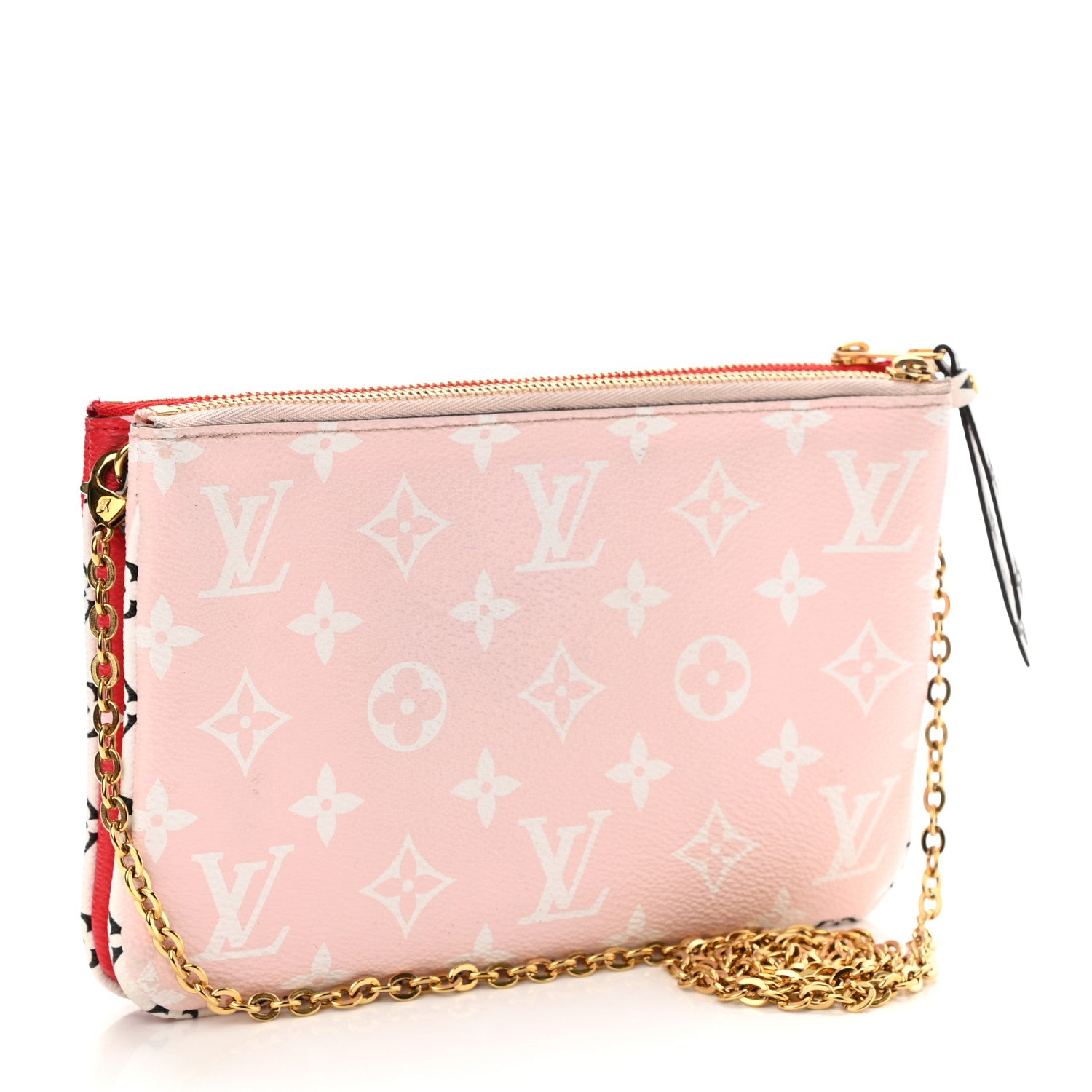 Louis Vuitton Monogram Giant Double Zip Pochette Rouge 3 of 9