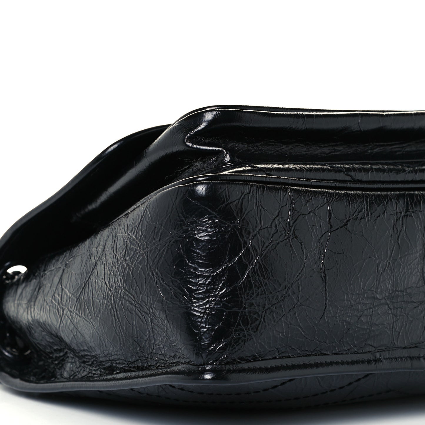 Crinkled Calfskin Matelasse Monogram Medium Niki Chain Satchel Black