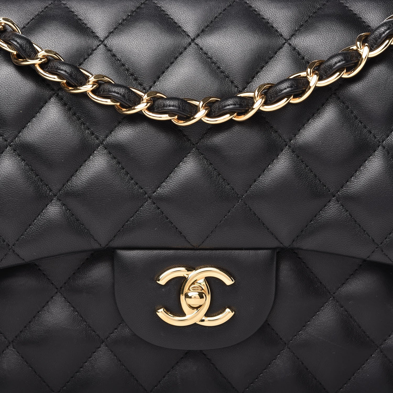 Chanel Lambskin Quilted Jumbo Double Flap Black 10 of 11