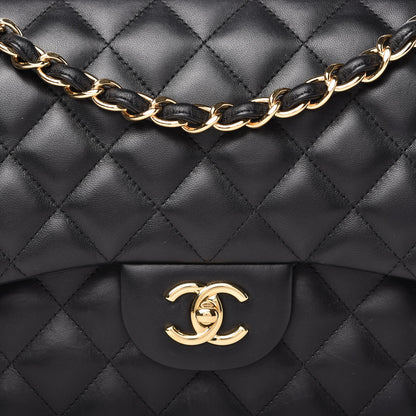 Chanel Lambskin Quilted Jumbo Double Flap Black 10 of 11