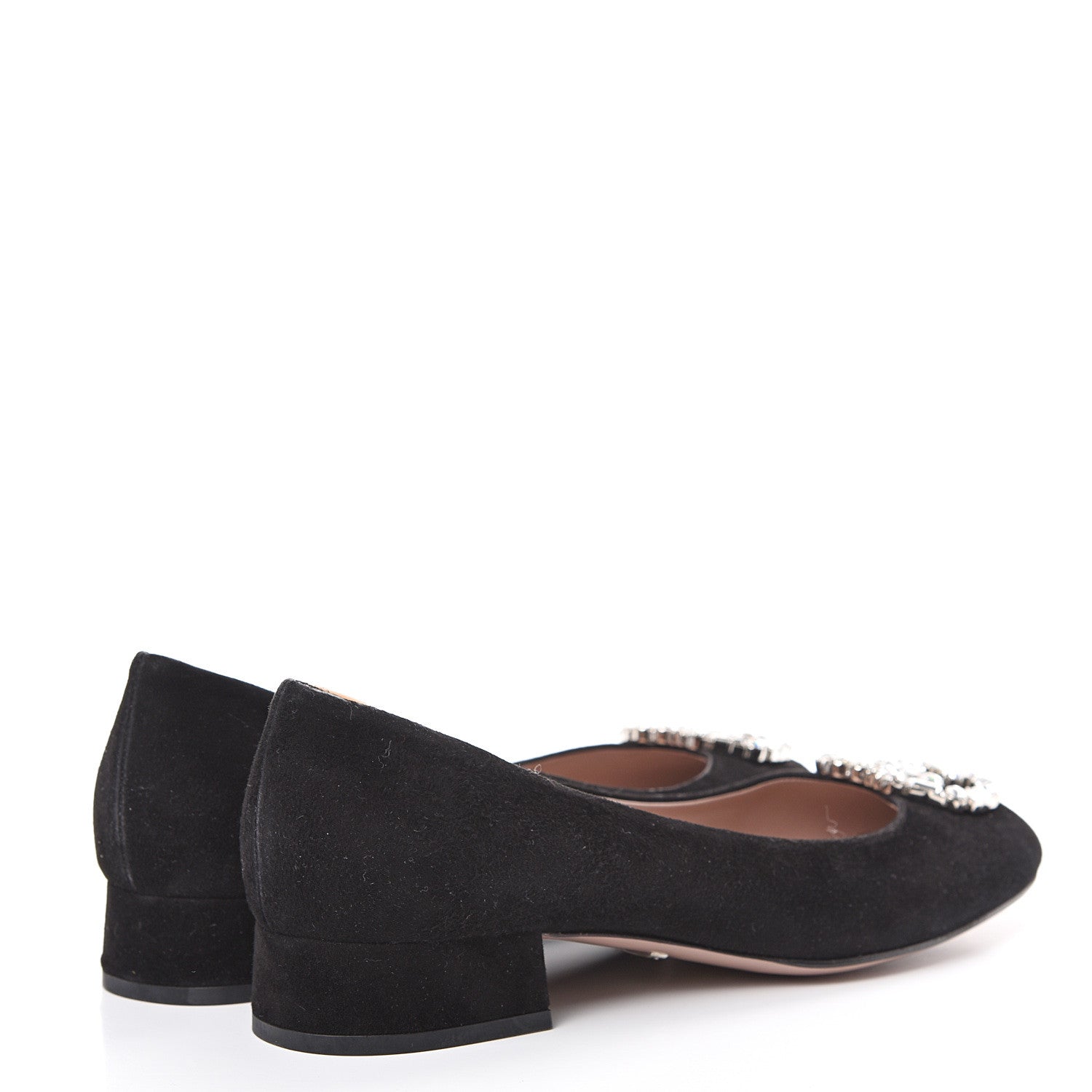Gucci Suede Crystal Interlocking G Low Heel Pumps 38.5 Black 4 of 9