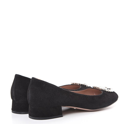 Gucci Suede Crystal Interlocking G Low Heel Pumps 38.5 Black 4 of 9