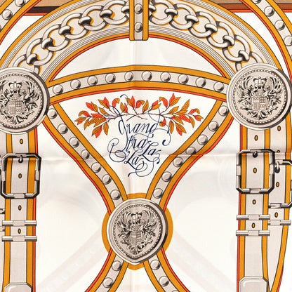 Hermes Silk Twill Grand Tralala 90 White Caramel Miel 5 of 5