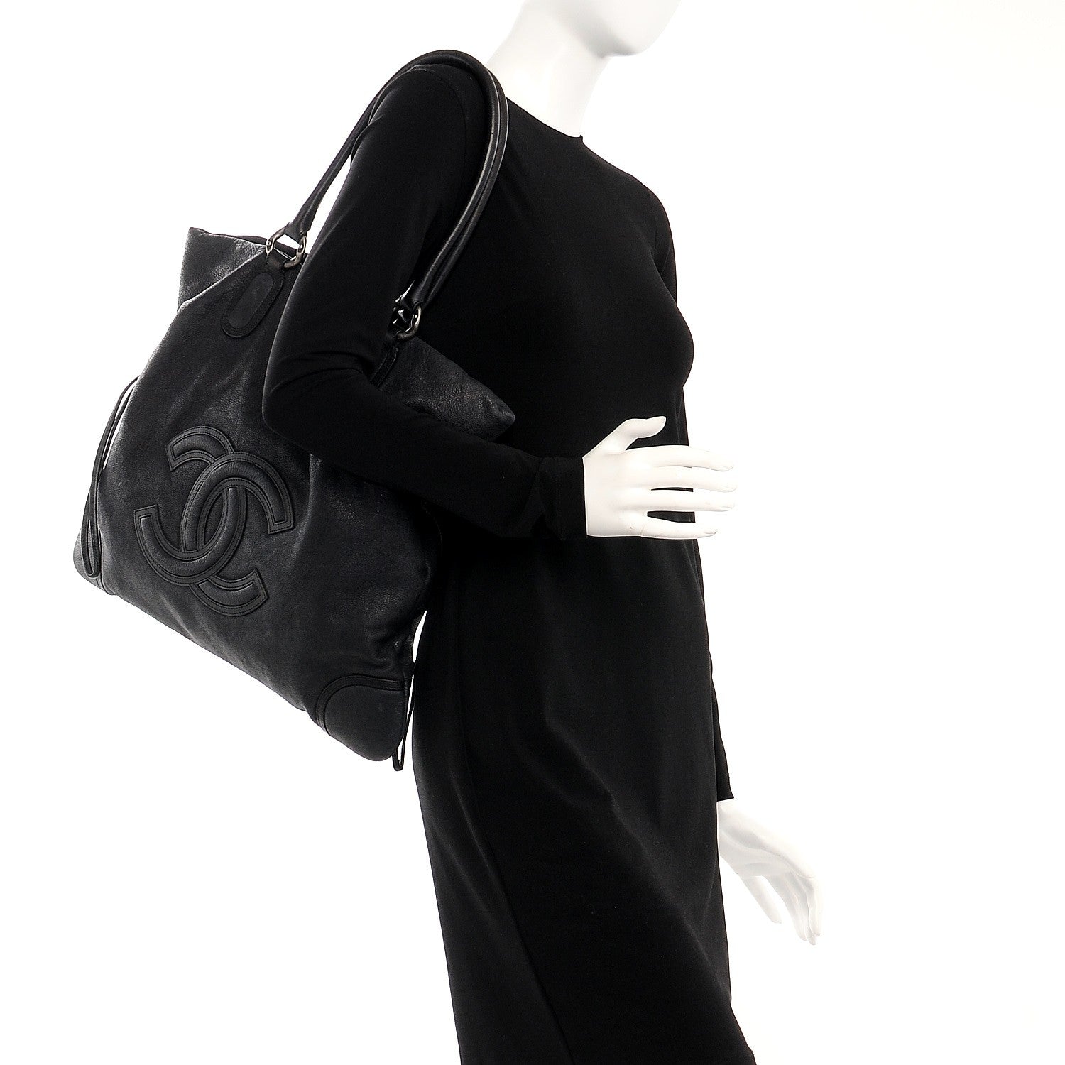 Chanel Washed Calfskin Drawstring Tote Black 2 of 11