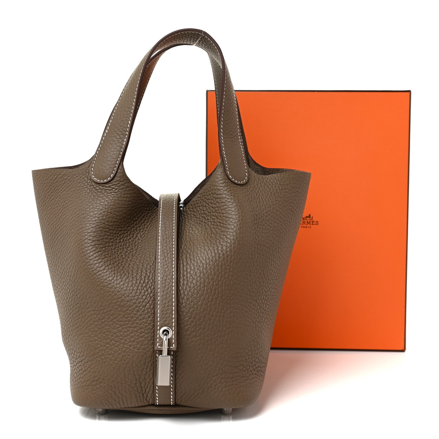 Hermes Taurillon Clemence Picotin Lock 18 PM Etoupe 9 of 9
