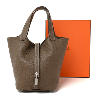 Hermes Taurillon Clemence Picotin Lock 18 PM Etoupe 9 of 9
