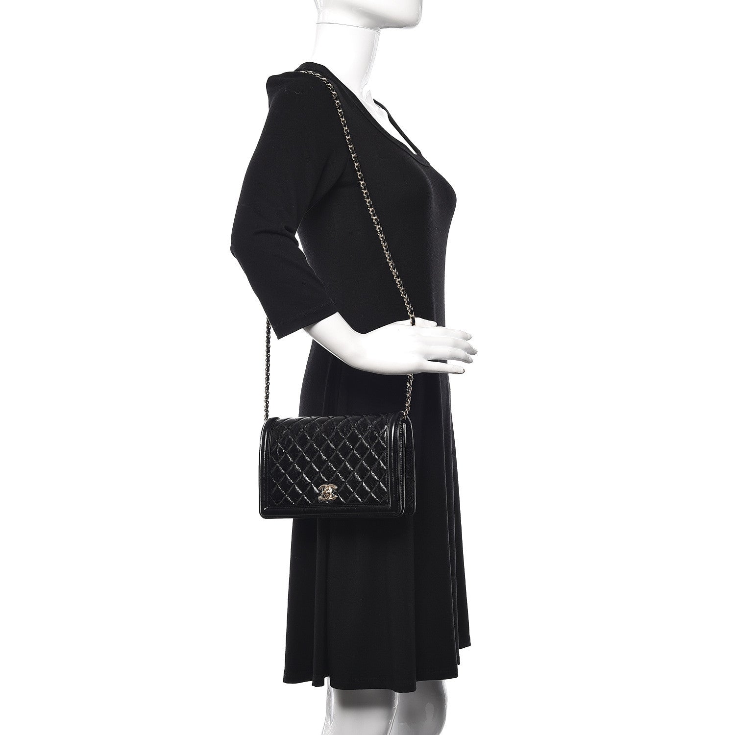 Chanel Glazed Crackled Calfskin Wallet On Chain WOC Black 2 of 11