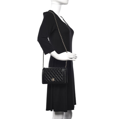 Chanel Glazed Crackled Calfskin Wallet On Chain WOC Black 2 of 11
